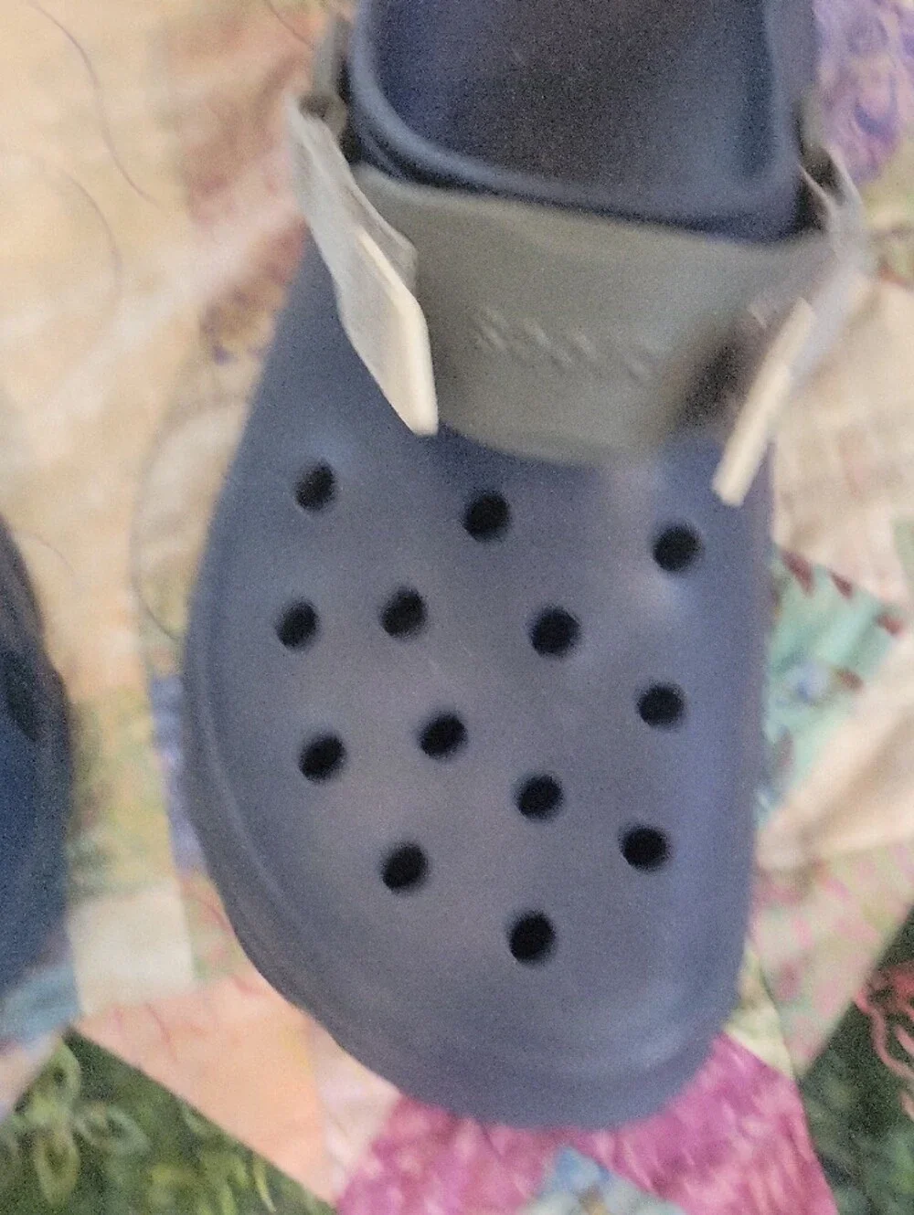 CROCS Mens Navy Blue Clog with Gray Strap